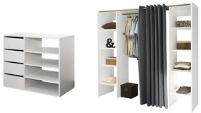 Set guardaroba estensibile + credenza Bianco e Antracite- EMERIC