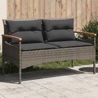 Panchina Giardino con Cuscini 116x62,5x74 cm Grigia Polyrattan 368402