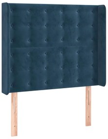Testiera ad orecchio blu scuro 83x16x118/128 cm in velluto