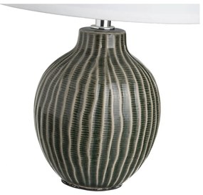 Lampada da tavolo in ceramica verde scuro con paralume in tessuto (altezza 28 cm) - Casa Selección