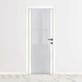 Porta interna a battente Oxford vetrate in legno colore bianco latte, L 90 x H 210 cm, apertura reversibile