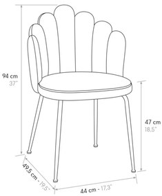 Set di 4 Sedie LILLE in tessuto effetto velluto panna e gambe in metallo color oro