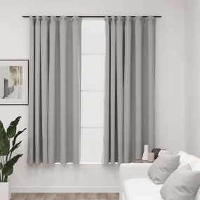 Tende Oscuranti Con Ganci Effetto Lino 2 Pz Grigie 140x175 Cm /