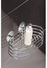 WENKO 18775100 - Mensola TURBO-LOC rotonda in acciaio 23,5 x 13,5 cm, cromo lucido