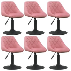 Sedie Da Pranzo Girevoli 6 Pz Rosa İn Velluto /