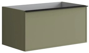 Mobile da bagno sospeso sotto lavabo L 80 x H 40 x P 45.5 cm verde laccato opaco, 1 cassetto Pixel frame