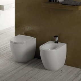 Coppia Di Sanitari a Terra Senza Brida Ceramica Cielo "Smile 53" Bianco Lucido