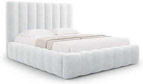 Letto matrimoniale imbottito grigio chiaro con spazio contenitivo e rete 200x200 cm Kelp - Micadoni Home