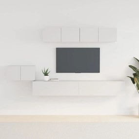 Set di mobili porta tv 5 pz bianco in legno multistrato