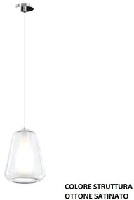 Sospensione ottone sat. 1 luce vetro gamma trasparente 1176os-s1 ga...