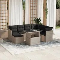 Set Divano da Giardino 8pz con Cuscini Grigio Chiaro Polyrattan 3266762