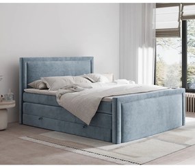 Letto boxspring blu con contenitore 160x200 cm Lavenda – Maison de Rêve