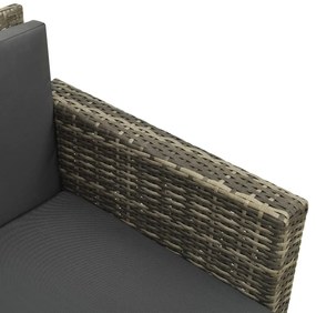 Set Divani da Giardino 3 pz con Cuscini in Polyrattan Grigio