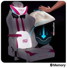 Sedia girevole da bambino Diablo X-Ray Kids Size: Bianco Rosa