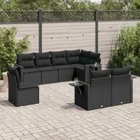 Set Divani da Giardino con Cuscini 8 pz Nero in Polyrattan 3252772