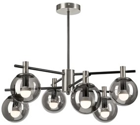 Lampadario a sospensione con supporto rigido LILOU 6xE14/5W/230V cromo opaco/fumé