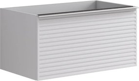 Mobile da bagno sospeso sotto lavabo Pixel stripes 1 cassetto L 80 x H 40 x P 45.5 cm bianco laccato opaco, con maniglia alluminio brillante
