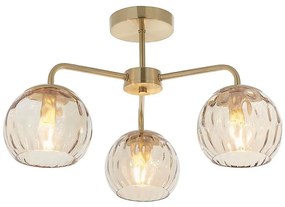 Endon 91968 - Lampadario a plafone DIMPLE 3xE14/25W/230V dorato/beige fumé