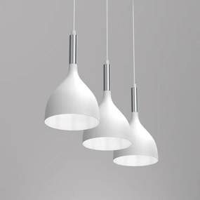 Lampadario a sospensione con filo NOAK 3xE27/15W/230V bianco/cromo