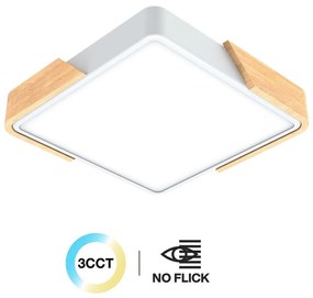 Plafoniera LED Quadrata 18W CCT 30x30cm Legno/Bianco
