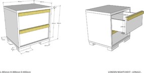 Comodino per bambini grigio scuro London - Vipack