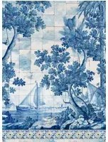 Mindthegap Carta da parati Azure Mural - White/ Blue/ Yellow