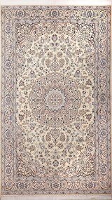 Nain Tappeto 220x130 Beige (Iran) Annodato A Mano