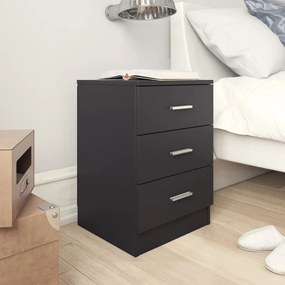 Comodino Nero 38x35x56 Cm İn Legno Multistrato /