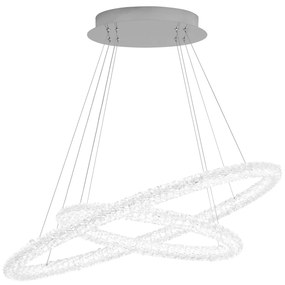 Lampadario Moderno Circle Acciaio Cromo Vetro Trasparente Led 60W 4000K