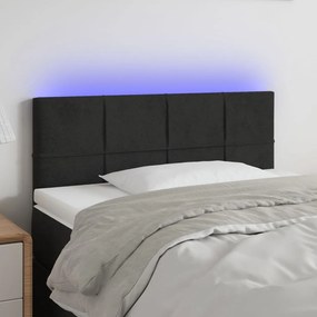 Testiera A Led Nera 80x5x78/88 Cm İn Velluto /