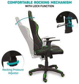 CONNECT IT CGC-0700-GR - Sedia gaming LeMans Pro nero/verde