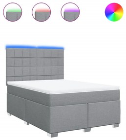 Giroletto a molle con materasso grigio chiaro 140x200cm tessuto