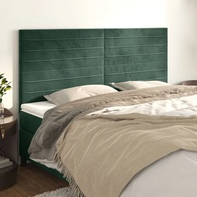 Testiera 4 Pz Verde Scuro 80x5x78/88 Cm İn Velluto /