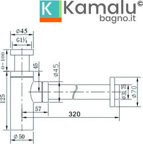 Kamalu - Sifone di scarico per lavabo colore oro rosa | KS050GR