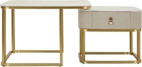 Set di tavolini da salotto color crema/dorati con effetto marmo 2 pz 50x70 cm Beauty – Mauro Ferretti