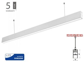 Lampada Led Lineare A Sospensione Slim 120cm 40W Corpo Bianco Neutro 4000K Allungabile Chip Samsung  SKU-21376