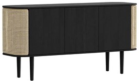 Cassettiera bassa in rovere decorata in nero e naturale 150x75 cm Treasures - UMAGE