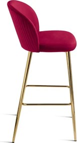 Sgabello in velluto Rosso con struttura in metallo Oro MEGAN 2 pezzi
