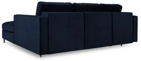 Divano letto angolare in velluto blu, angolo destro Santo - Milo Casa