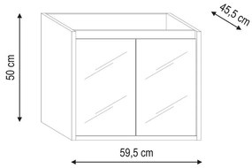 Base per mobile bagno Loto 1 cassetto 2 ante P 45.5 x L 59 x H 50 cm olmo rousseau con frontali in vetro