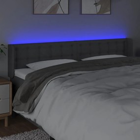 Testiera a led grigio scuro 203x16x78/88 cm in tessuto