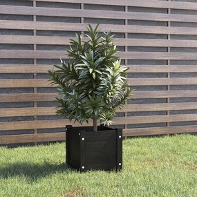 Fioriera Da Giardino Nera 31x31x31 Cm Legno Massello Di Pino /