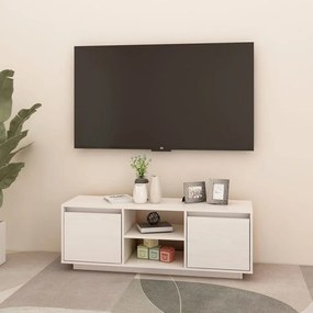 Mobile porta tv bianco 110x30x40 cm in legno massello di pino