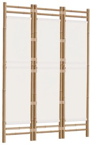 Divisorio ambienti 3 pannelli pieghevole 120 cm bambù e tela