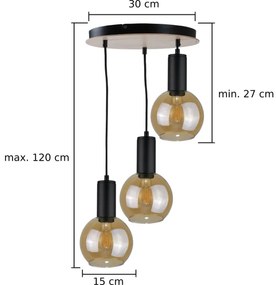 Lampadario a sospensione con filo JANTAR WOOD 3xE27/60W/230V diametro 30 cm