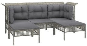 Set divani da giardino 6 pz con cuscini in polyrattan grigio