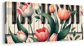 Quadro su tela – Fiori al ritmo della musica e del pianoforte