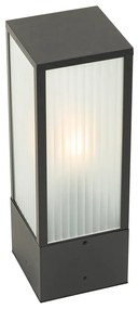 Lampada da terra smart da esterno nera con vetro a coste 40 cm incl. WiFi A60 - Charlois