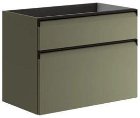 Mobile da bagno sotto lavabo Fusion verde salvia opaco L 79.5 x H 60 x P 45.5 cm 2 cassetti, lavabo non incluso