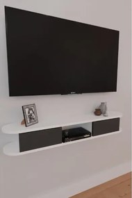 Mobile TV Sospeso 120x20x18 cm 2 Ante E Vano A Giorno Omega Bianco E Antracite